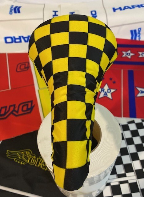 BMX Bicycle Seat Cover Vintage Style Bike Saddle Cover Old School Checked Ylw Bl
