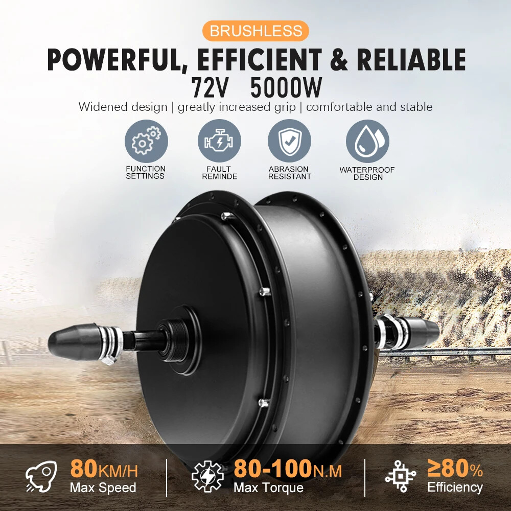 72V 5000W Rear Rotate Electric Fat Bike Brushless 4.0 Tyre Motor Wheel