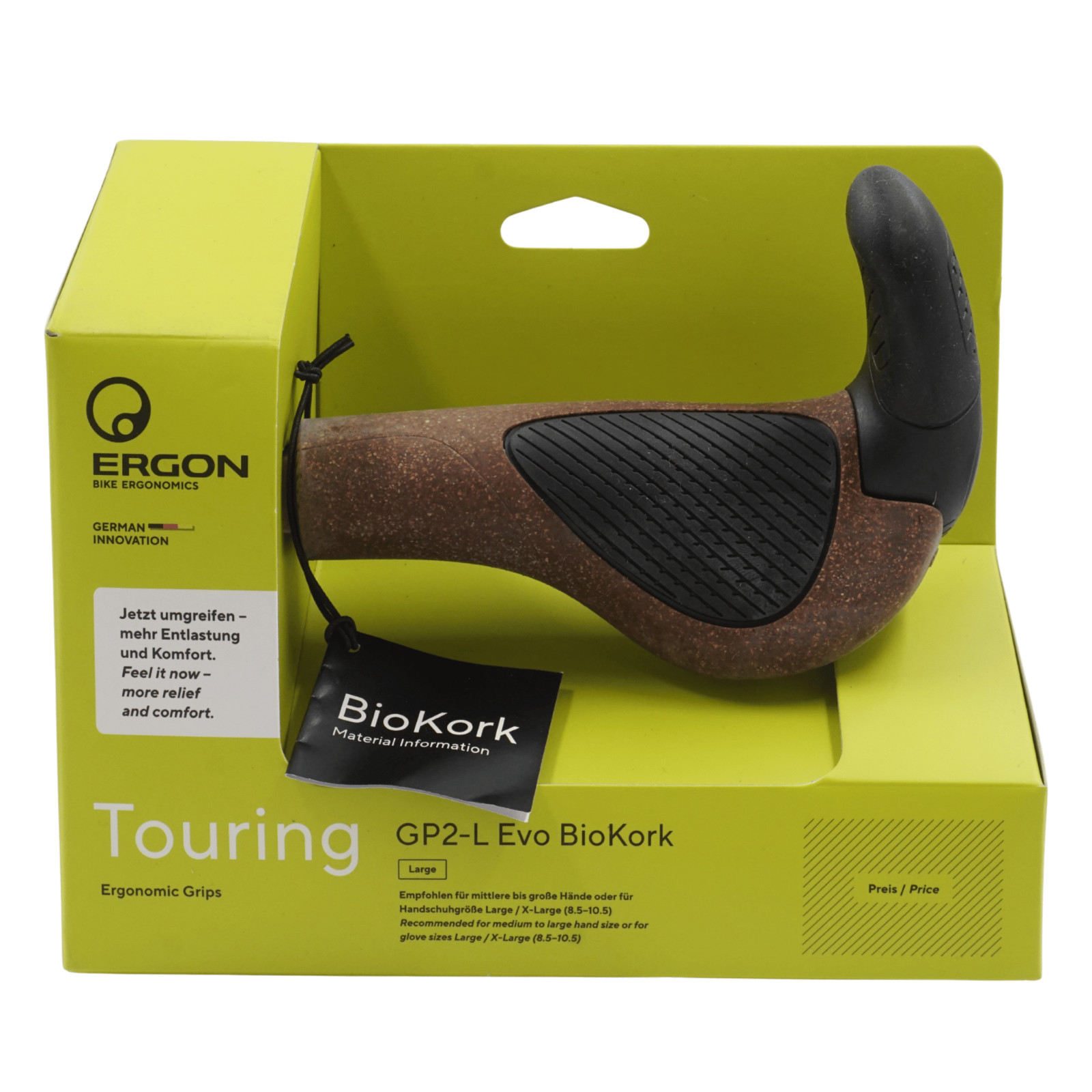 Ergon GP2 Evo BioKork Bike Grips with Mini Bar End