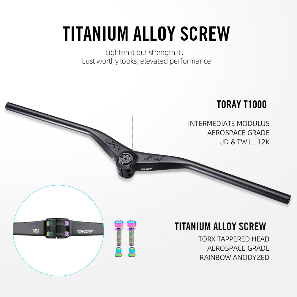 T1000 MTB XC Bicycle Carbon Full Inner Cable Integrated Handlebar 780mm -12°