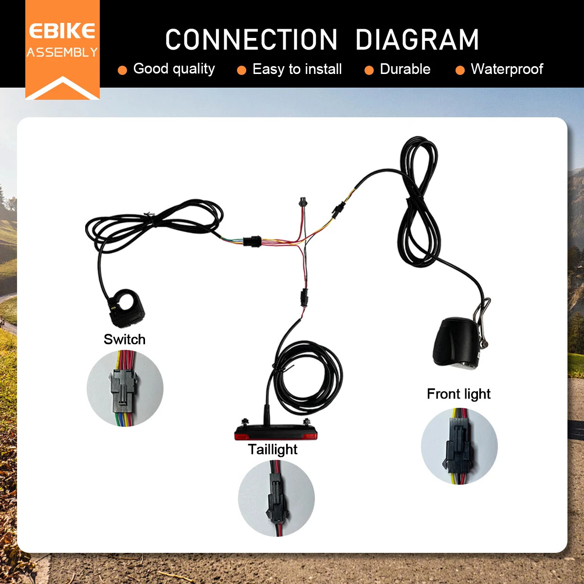 Electric Bike Front Brake Rear Light Set for 12V-72V Battery Headlight Switch