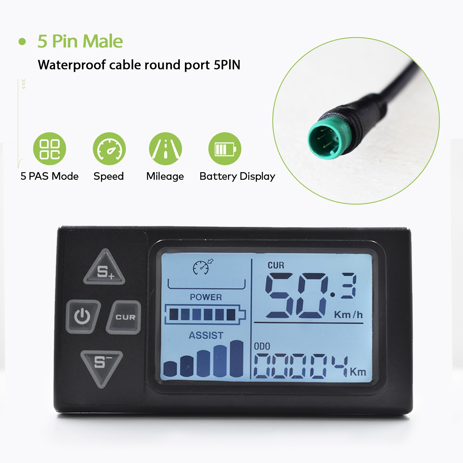 UART2 E-Bike Display Backlit S861 LCD Tracks Speed for Ebikes and Scooters