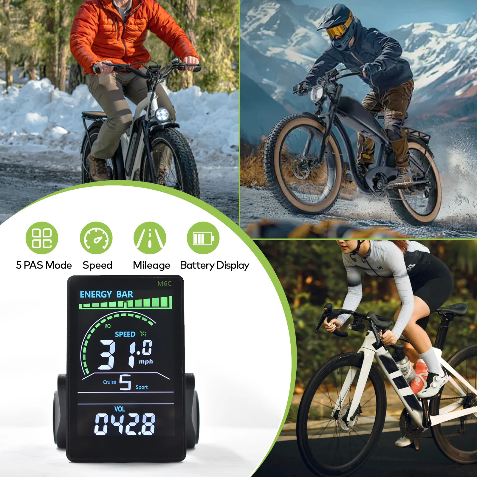 UART2 Electric Bike Computer Wired Speedometer Waterproof Bicycle Computer