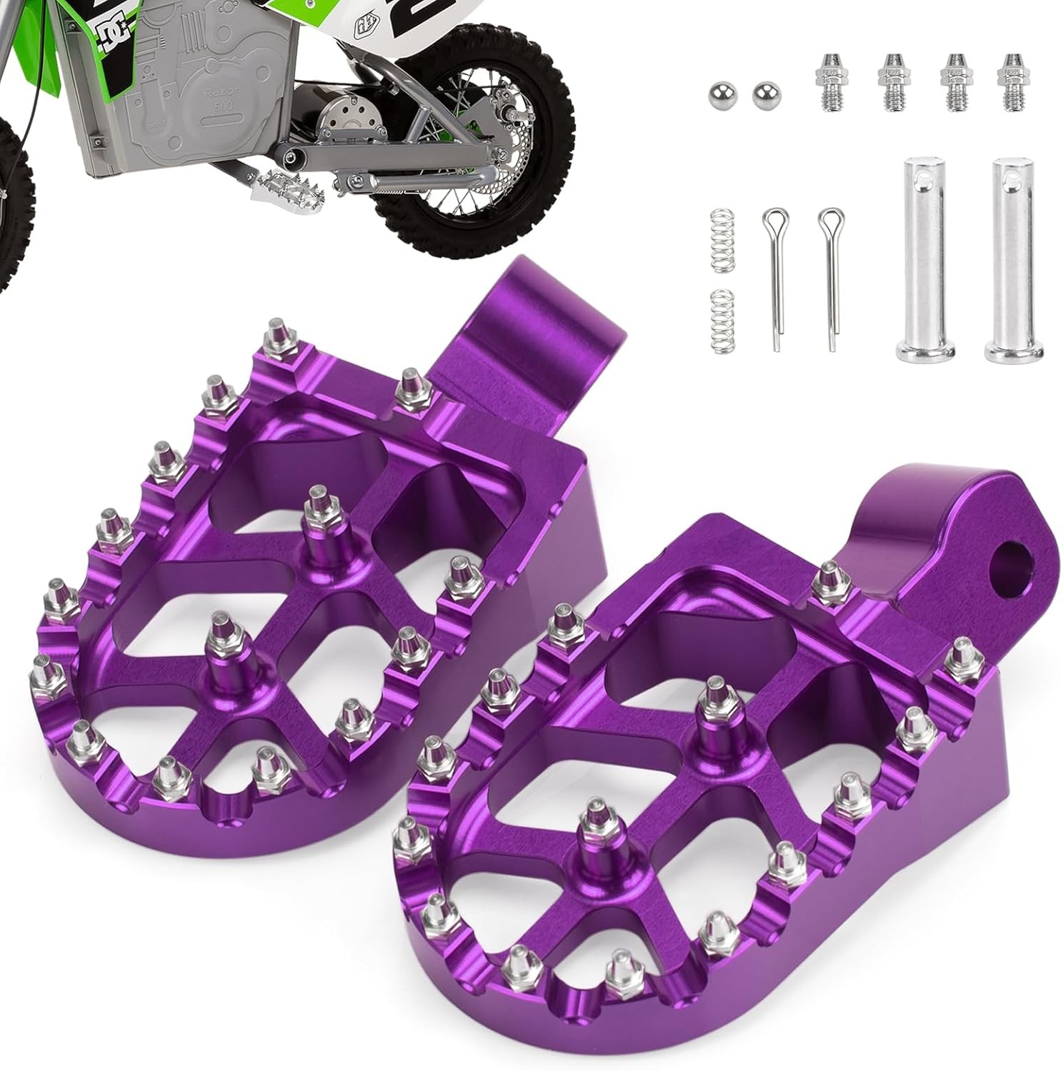 Dirt Bike Foot Pegs for MX650 CNC Aluminum Pegs Heavy-Duty Foot Rest Purple