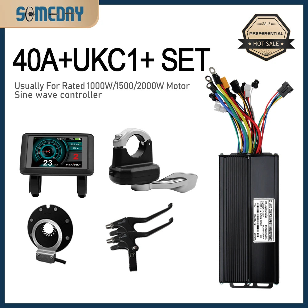 Ebike 48V/72V 40A 3 Mode Sinewave Controller with Display for 1000W-3000W Motor