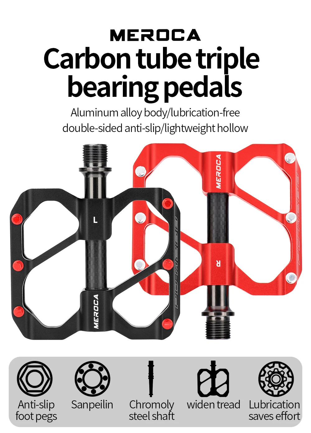 Ultralight MTB Road Bike Pedal Sealed Bearing Anti-slip Aluminum Alloy Pedals