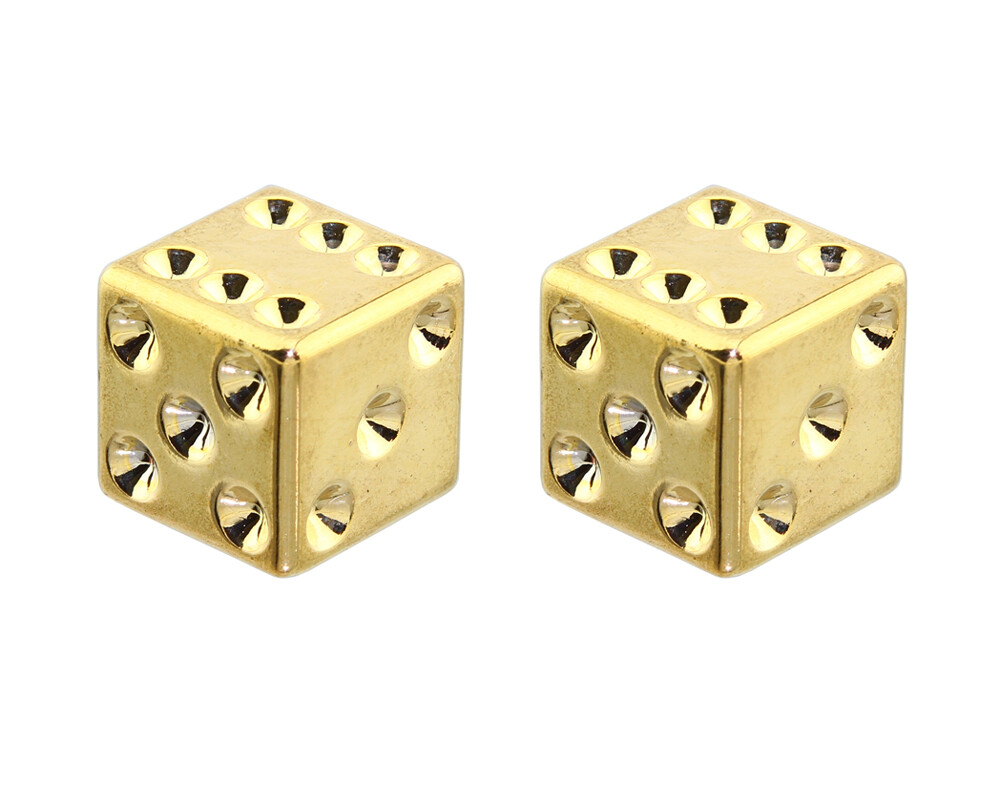 GOLD Dice Bicycle Valve Caps Lowrider BMX Chopper Bike Beach Cruiser Schrader.