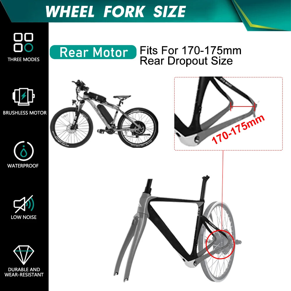48V 1000W 20 24 26in Snow E-Bike Fat Brushless Gear Rear Rotate Hub Motor Wheel