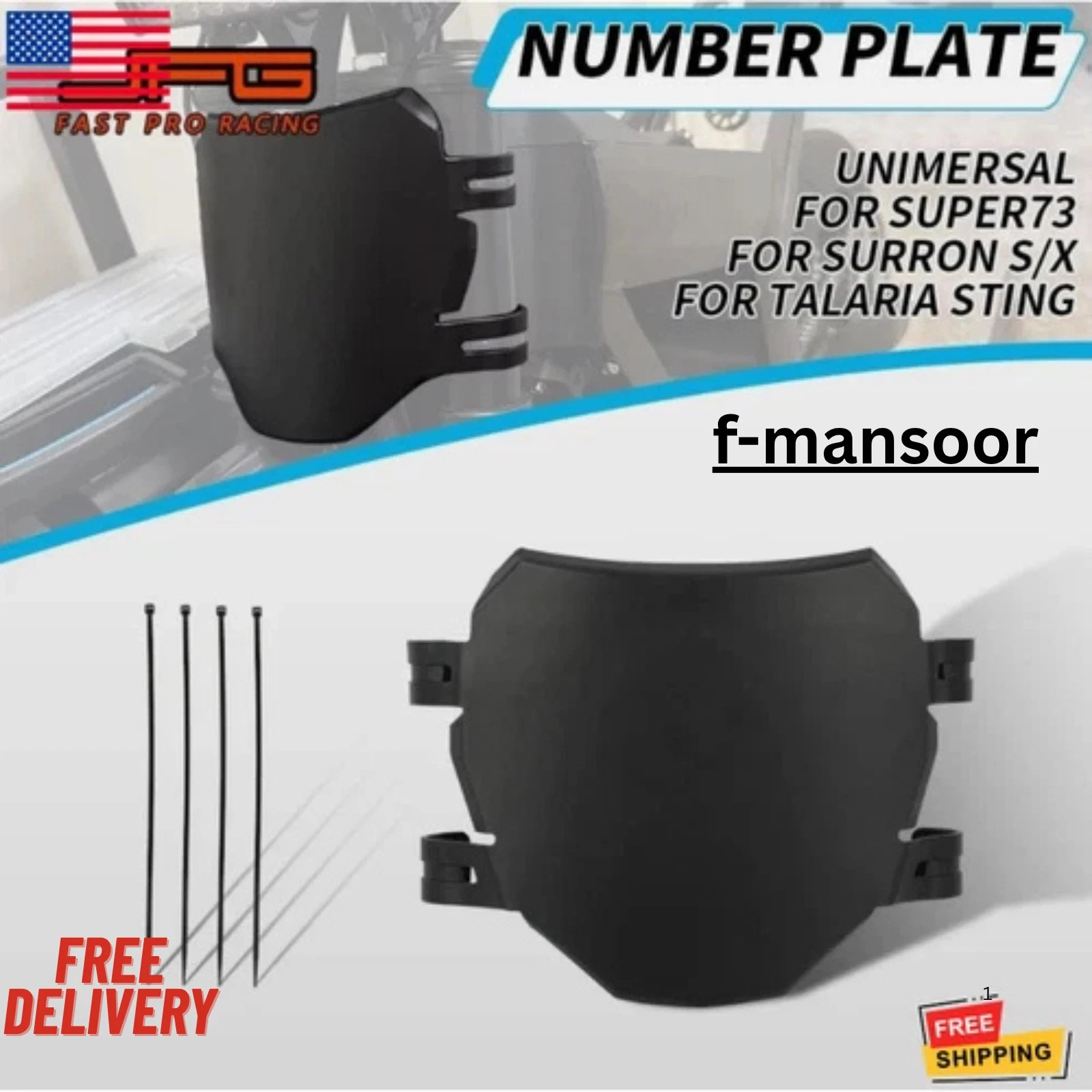 ODI Black Number Plate With Zip Ties For Downhill MTB’s EBikes Surrons