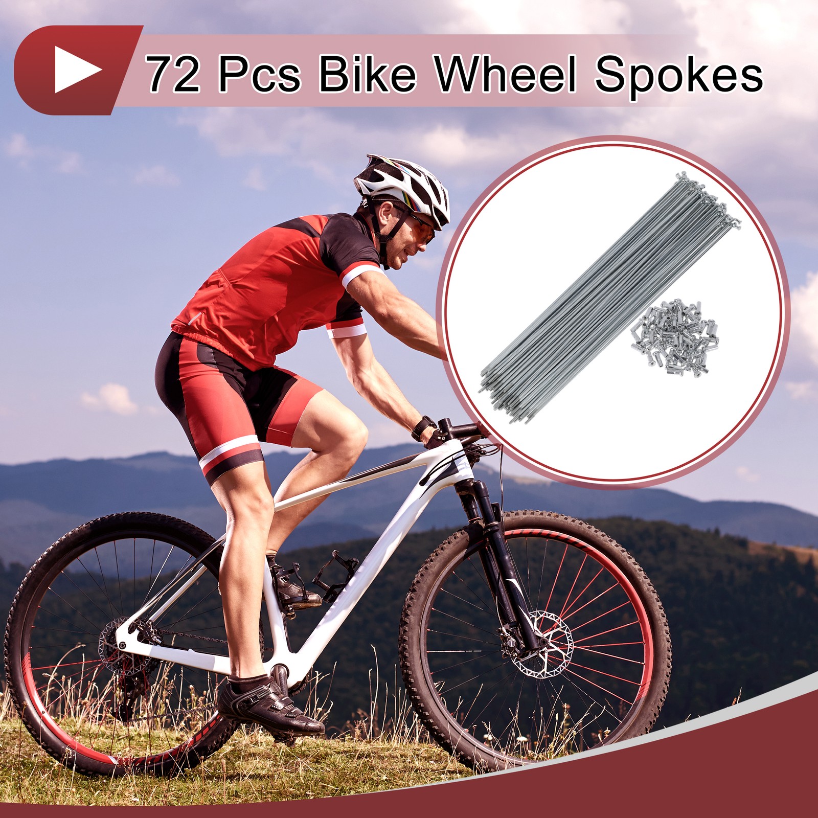 72 Set 14G Bicycle Spokes 231mm Bike Wheel Spokes Carbon Steel Galvanized