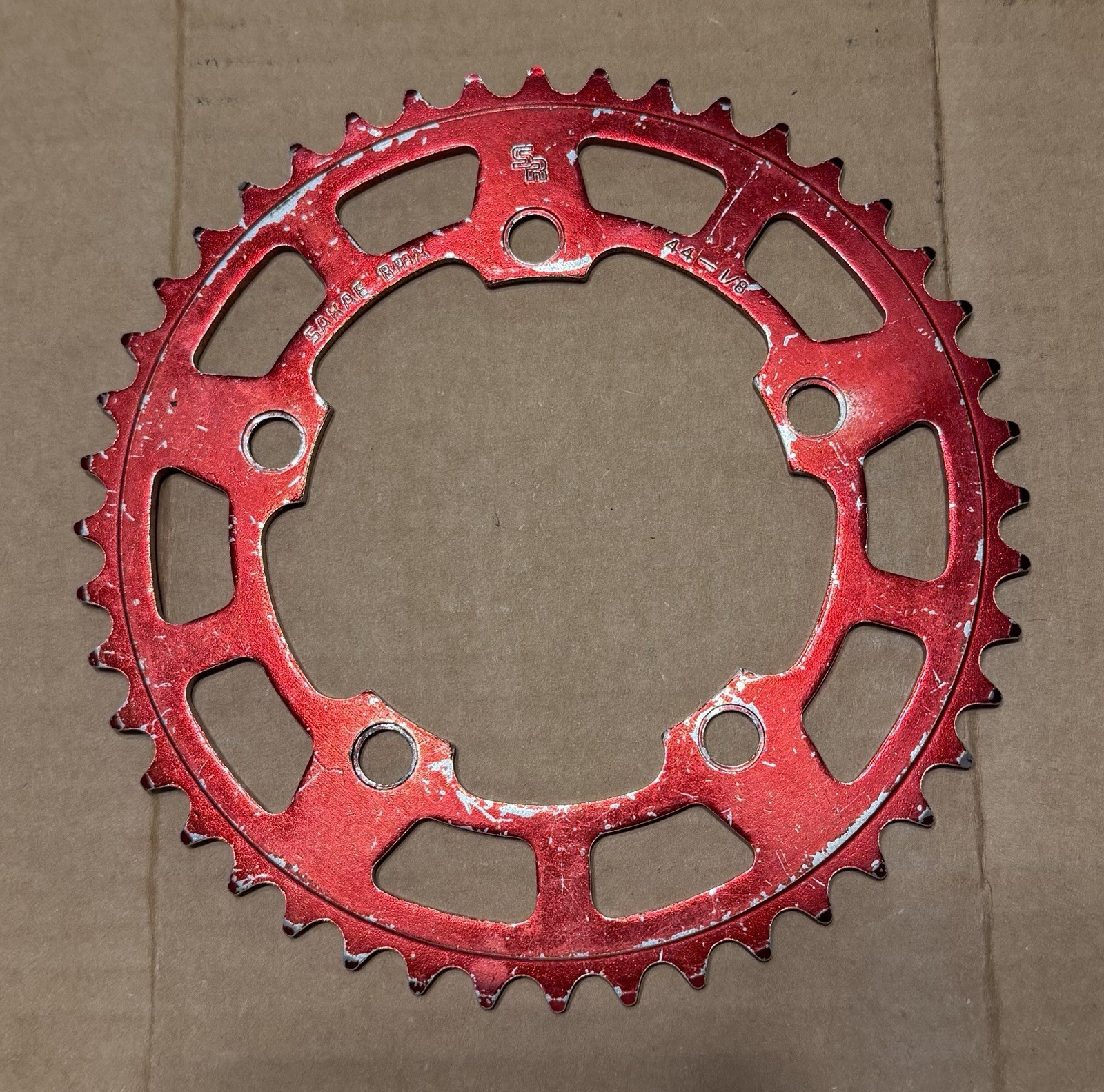 SR SAKAE BMX 44T 110BCD VINTAGE RED CHAINRING