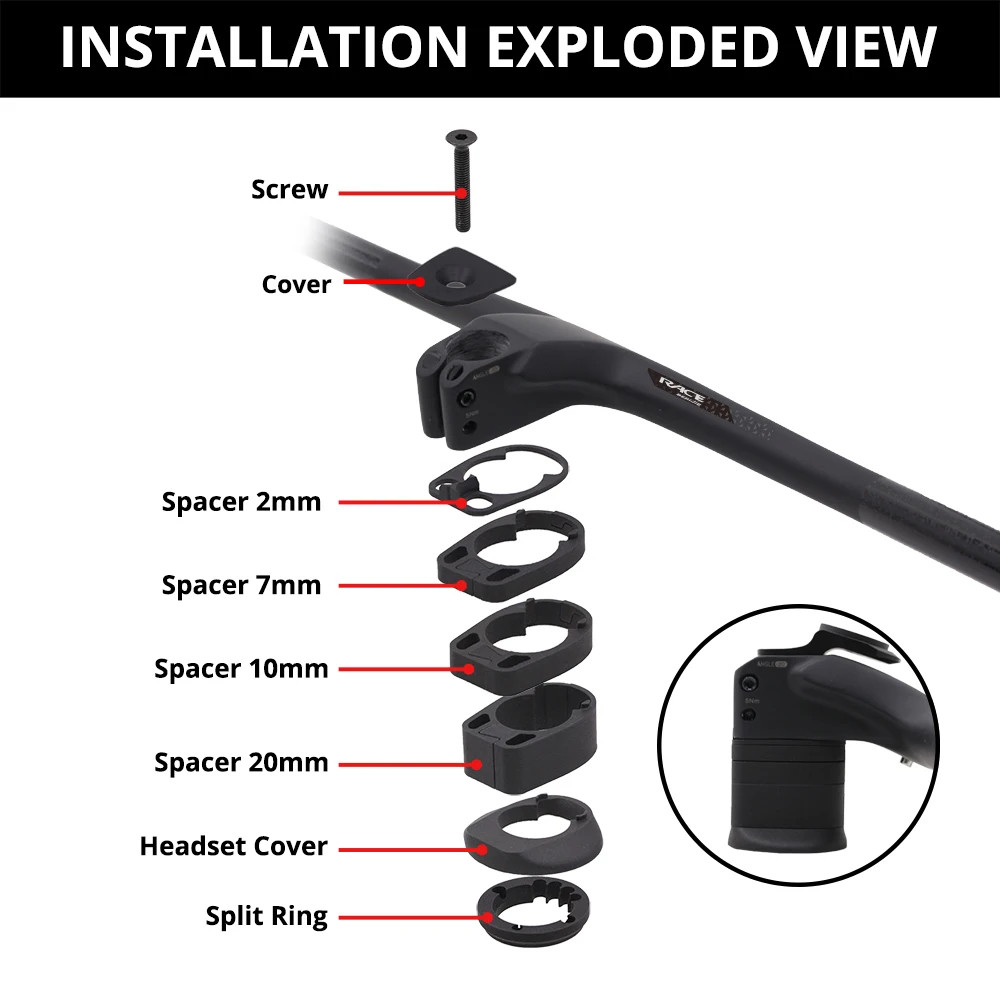 Carbon Flat T-Bar MTB Integrated Cockpit -20 Degree External Cable 720-780mm