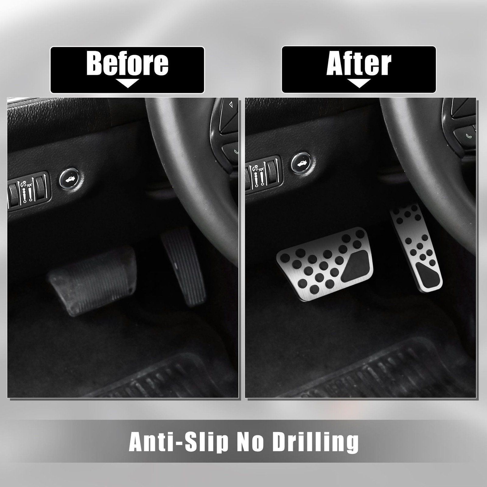X AUTOHAUX 1 Set Anti Slip Aluminum Alloy Brake and 6.10″x2.05″, Silver Tone