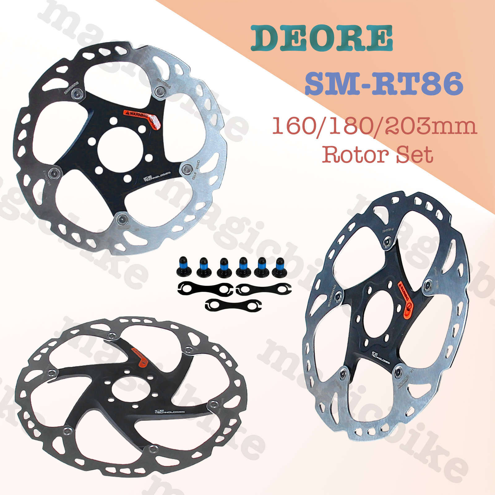 Shimano Deore XT SM-RT86 Ice-Tec 6 Bolts 160/180/203mm Disc Brake Rotor Set NEW