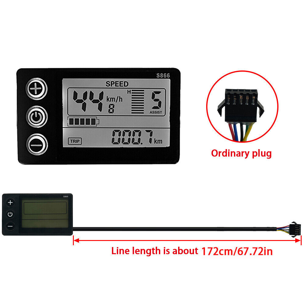 36-48V Brushless 15A Controller LCD-S866 Display Panel Kit for E-Bike Scooter