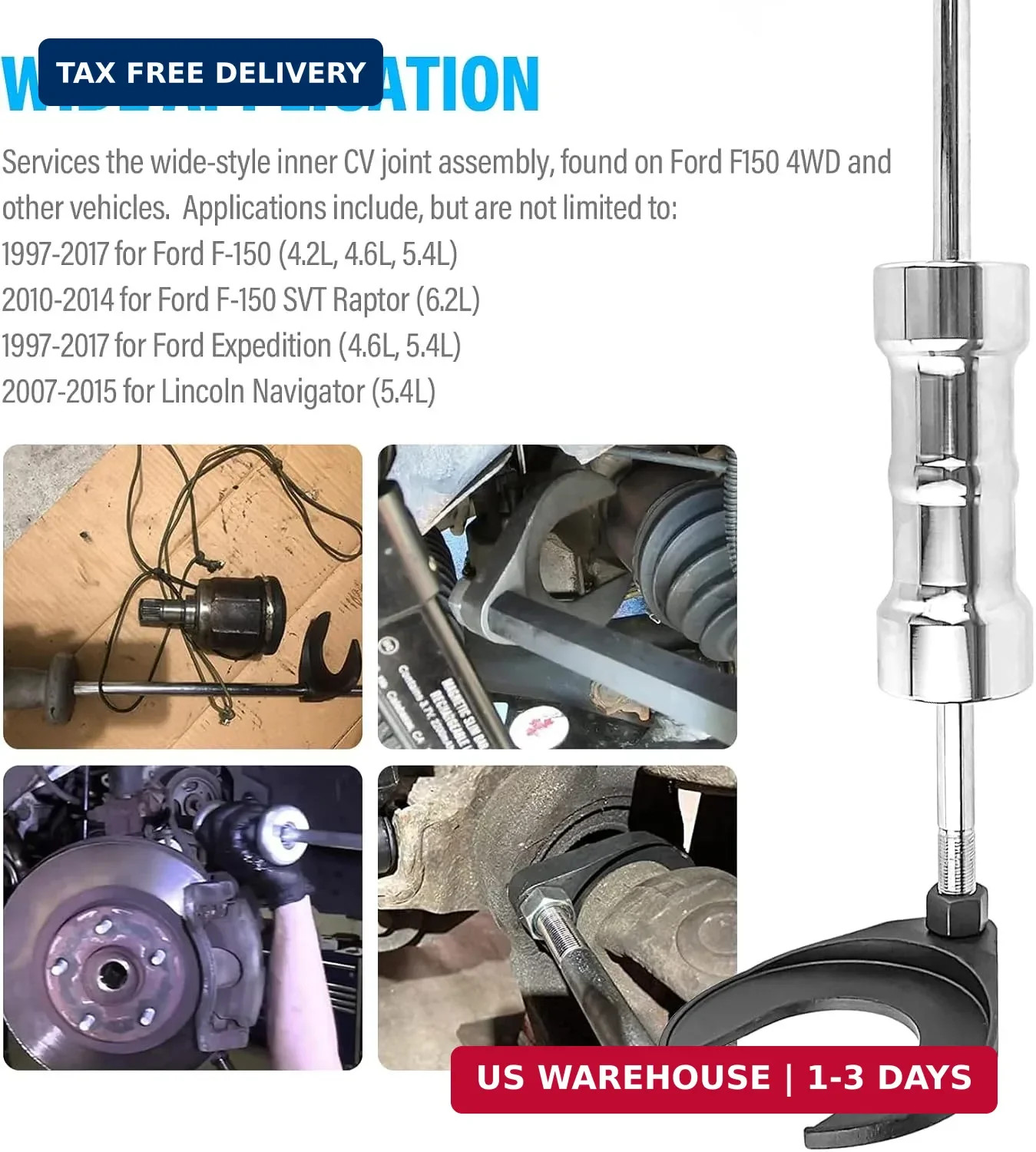 63mm Inner CV Axle Puller Removal Tool with Nut, Front Wheel Drive Axle Pulley A