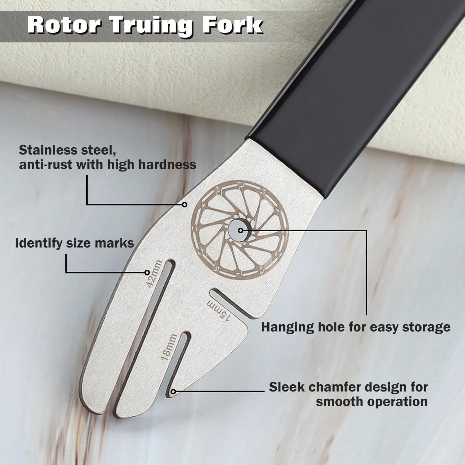 Black Rotor Truing Fork Bicycle Disc Brake Alignment Tool 7.3 Inch