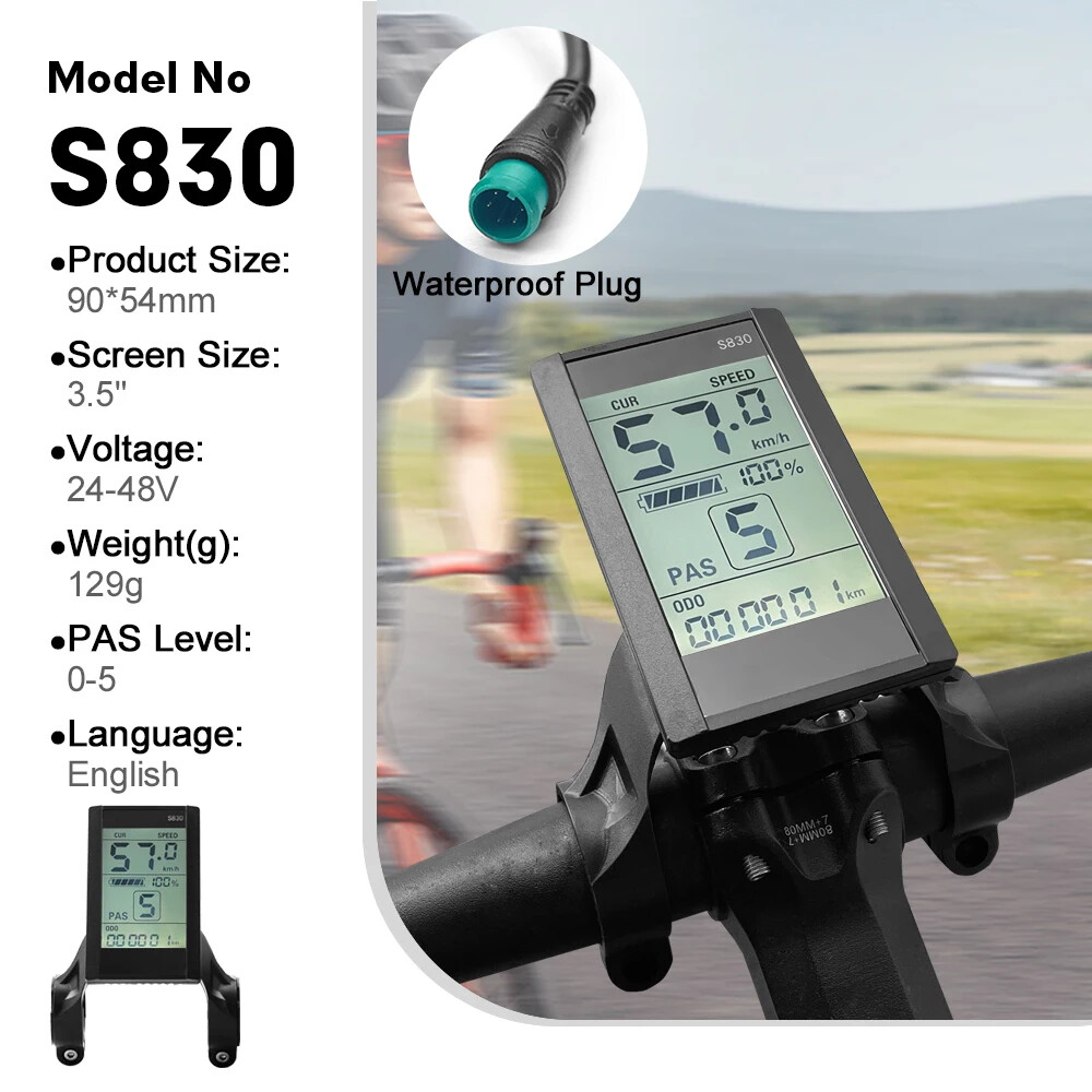 E-bike Display 24V/36V/48V/60V/72V Waterproof/SM Plug for E-bike Conversion Kit