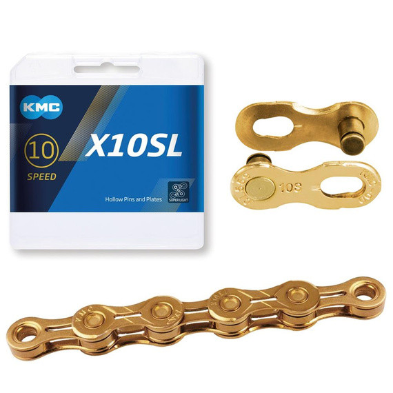 KMC X10SL Ti-N Gold 10 Speed Chain 114 Links Super Light Shimano SRAM Campy