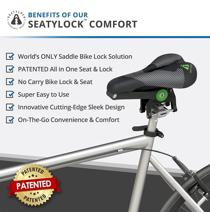 SeatyLock Hybrid Saddle Bike Lock – Multi Patent 2 in 1 Locking Bike