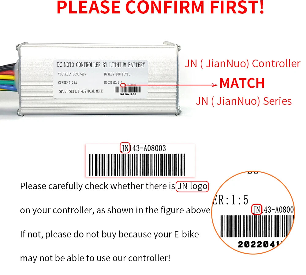 E-bike Controller 36/48V 250-1000W SM Connector Brushless Bicycle Controller