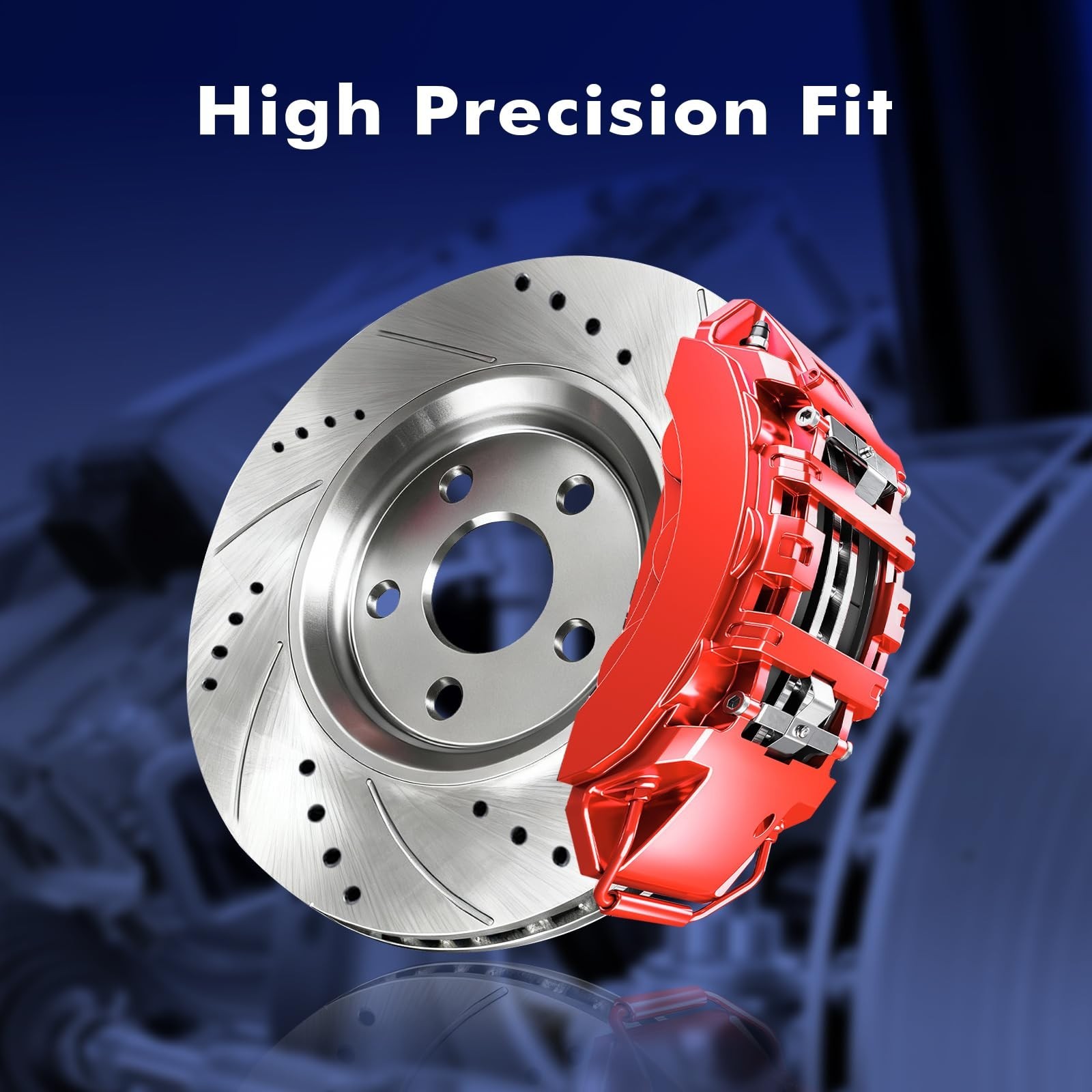 PM Auto Set of 4 Front 348mm-Rear 336mm Drilled Slotted Brake Disc Rotors Com…
