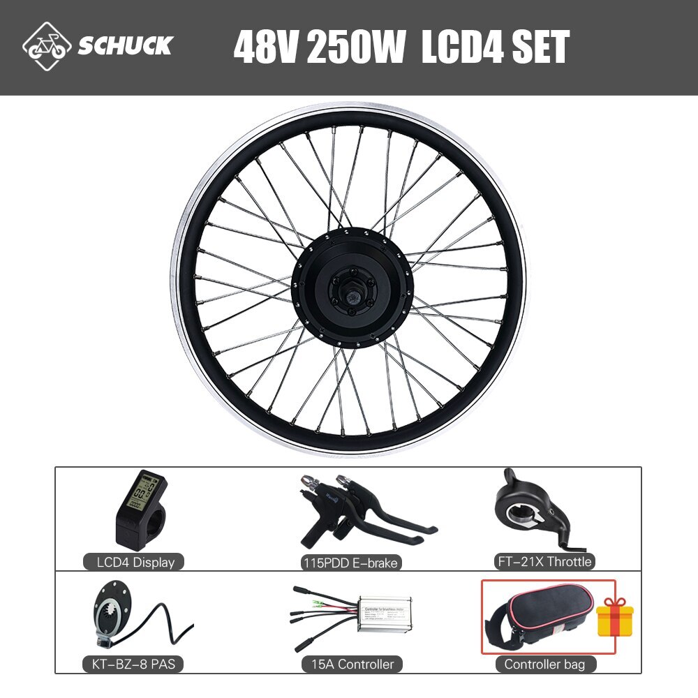 36V 48V 250W MTB Ebike Front Drive Brushless Gear Hub Motor Wheel Conversion Kit