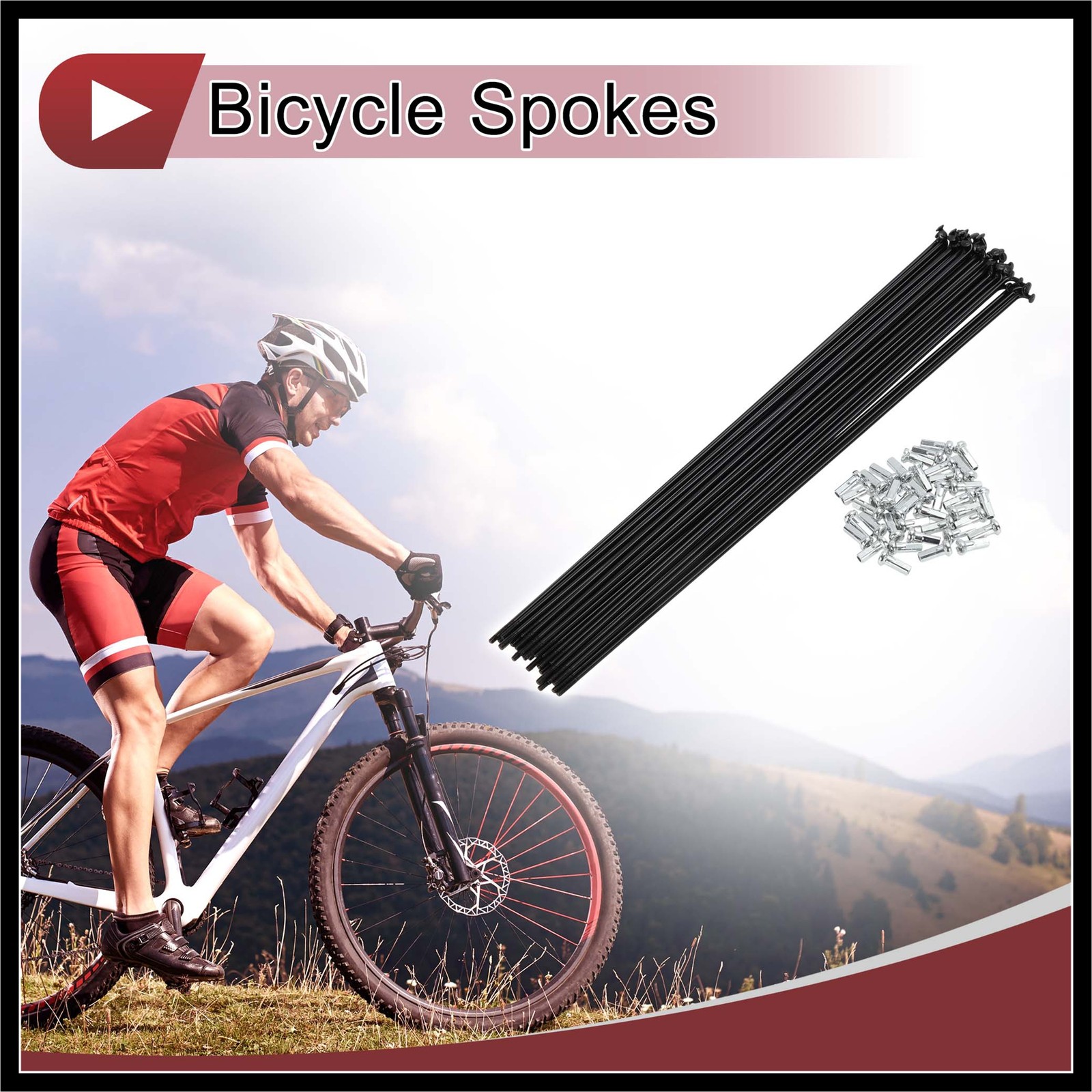 38 Set 14G Bicycle Spoke 250mm Bike Wheel Spoke Carbon Steel