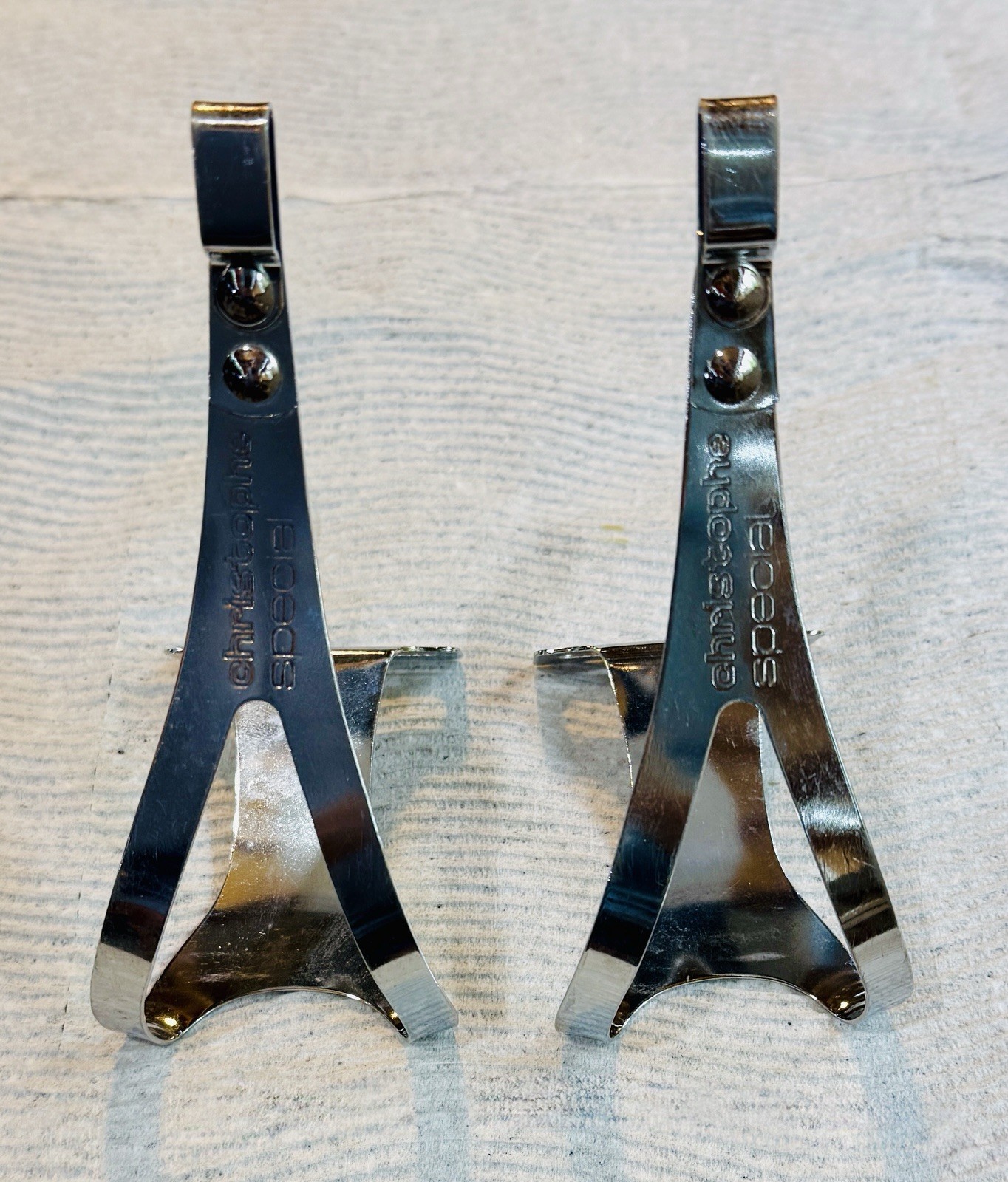 Vintage Christophe Steel Toe Clips, Large Chrome/Silver, Bike NOS New