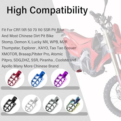 Silver CNC Anti-Slip Foot Pegs for 50cc, 70cc, 80cc, 90cc Dirt Bike