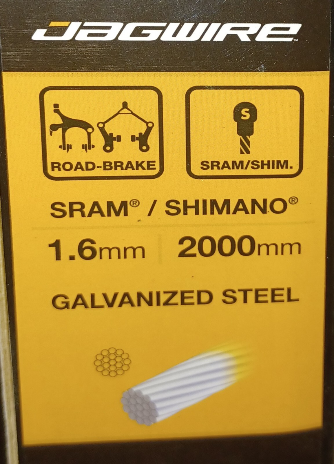Jagwire Bicycle Brake Cable Road (Shimano/SRAM) – Pair, Galvanized