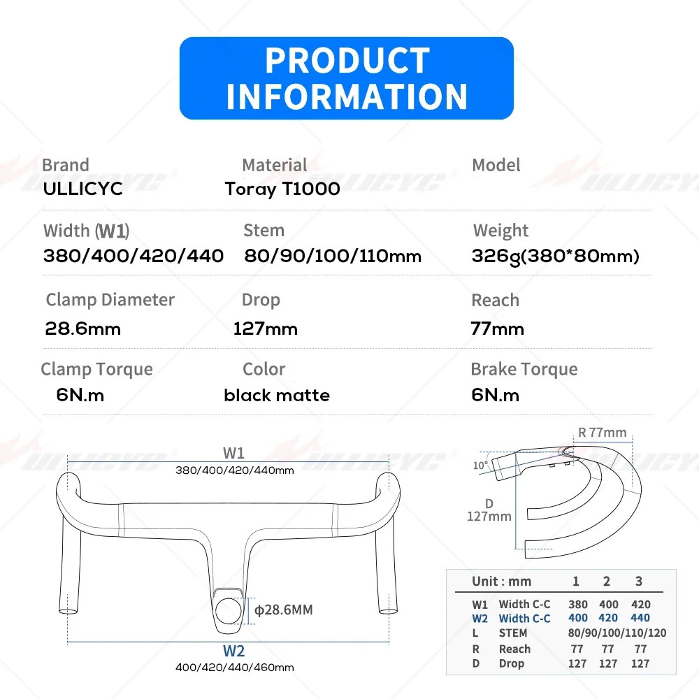 Carbon Fiber Internal Routing Integrated Road Bicycle HandleBar -10 Degree