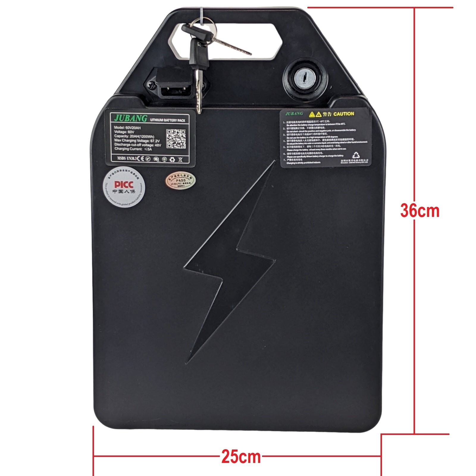 60V Electric Ebike Lithium Ion Battery 60V 20Ah with Keys for Electric Scooters