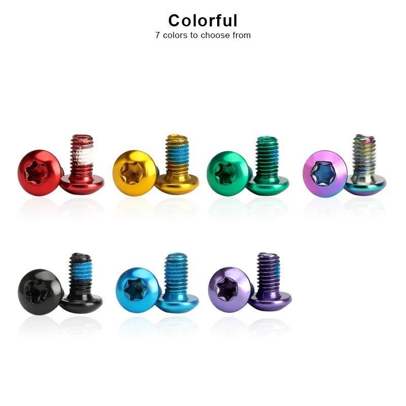 12Pcs M5x10mm Bike Disc Brake Screws T25 Titanium Color MTB Cycling Bolts Set