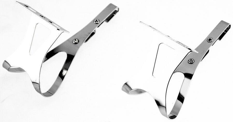 AVENIR 2X FIXIE STEEL TOE CLIPS LG Bike Pedals Strapless Double Strap Silver NEW