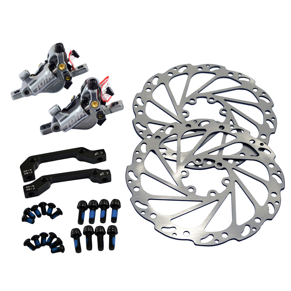 JUIN TECH M1 Hydraulic MTB E-bike Disc Brake set 160mm w/ Rotor (F+R) , Gray