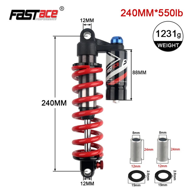 MTB Bike Downhill DH Rear Shock 190mm 200m 220mm 240mm 550 Lbs New Model Type