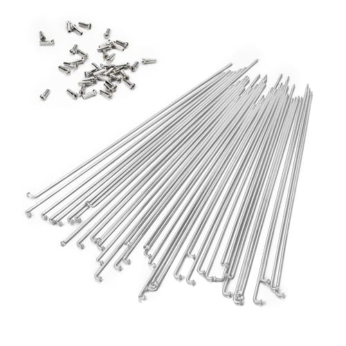 36 Pcs 14G Sliver Bicycle Steel Spokes (201 mm-309 mm) with Copper Cap 242 mm