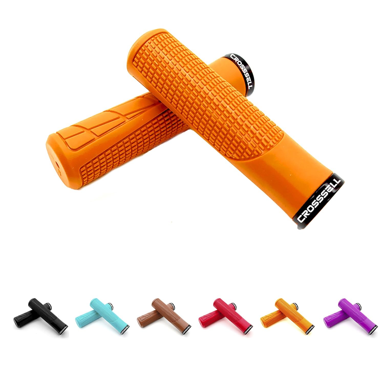 CROSSSELL MTB Grips – Lock-on Bike Handlebar for Standard, Orange