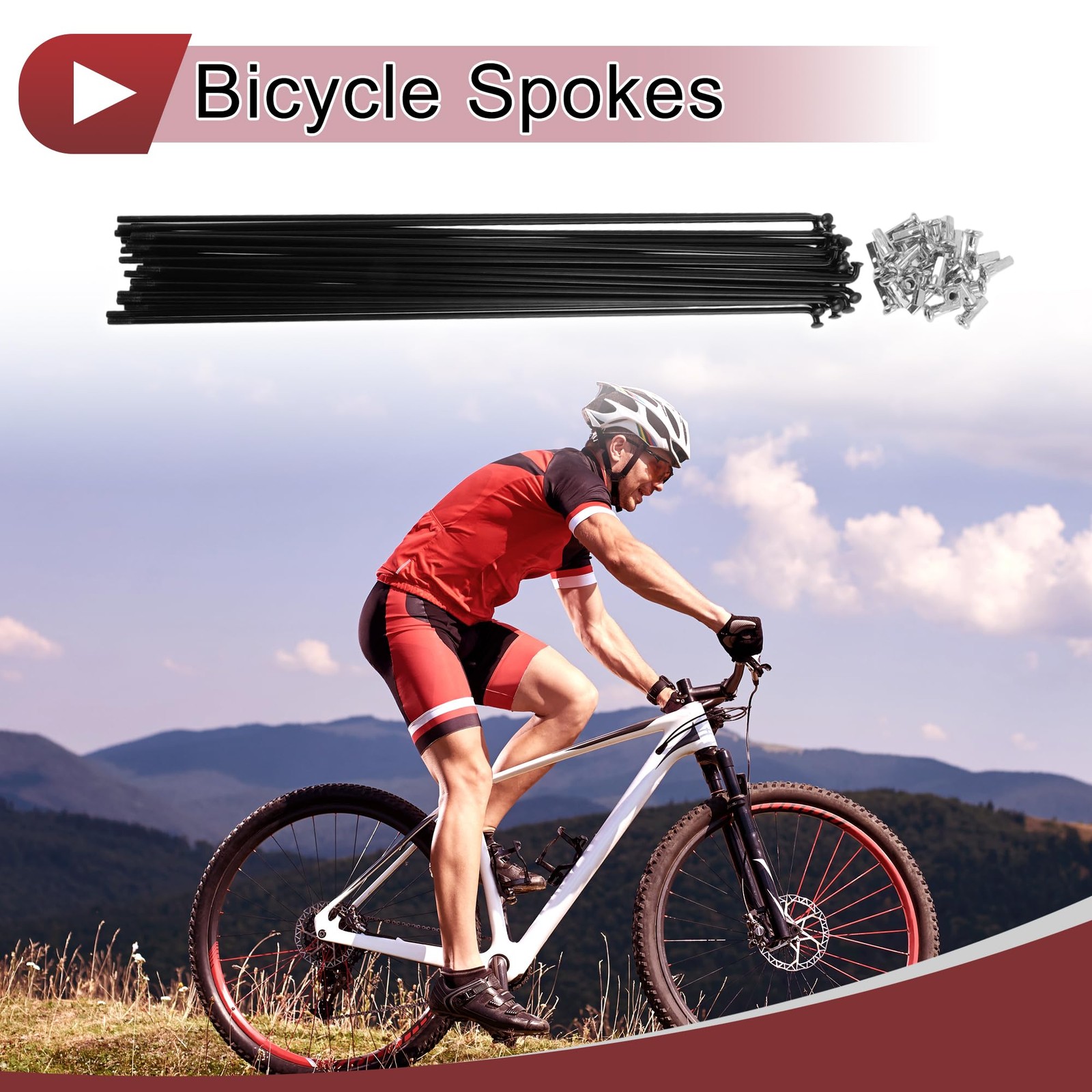 28 Set 12G Bicycle Spoke 260 mm Heavy Duty Spokes Nipples Wheel Steel Wire