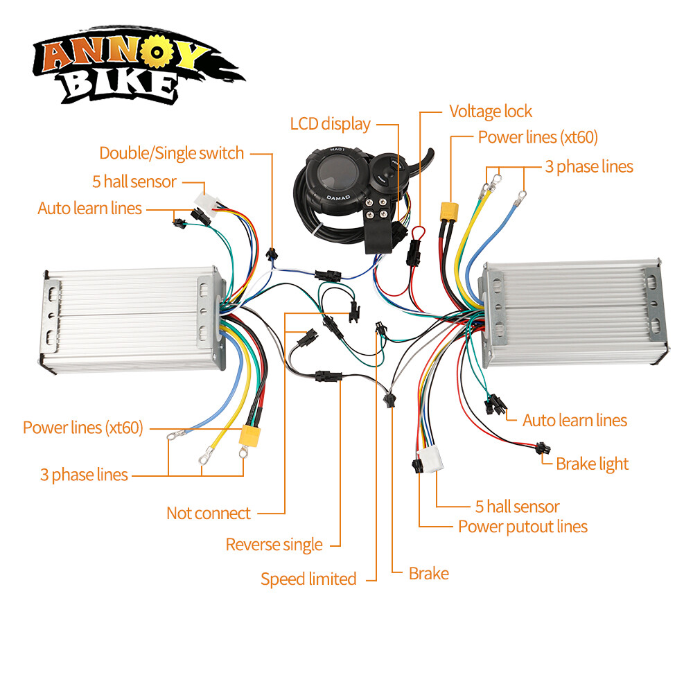48v 60v 72v 50A Dual Drive Controllers With LCD Display Set For Electric Scooter