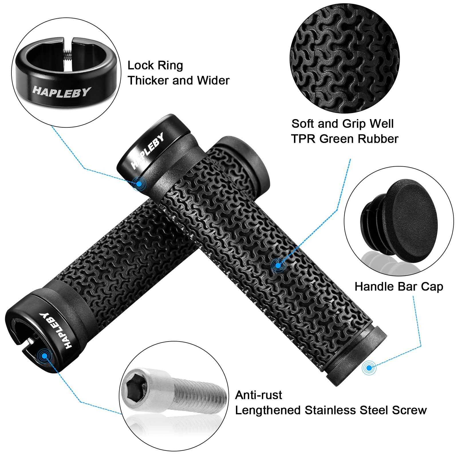 Premium Bike Handlebar Grips, Single Lock-on Professional Mountain Bicycle Ha…