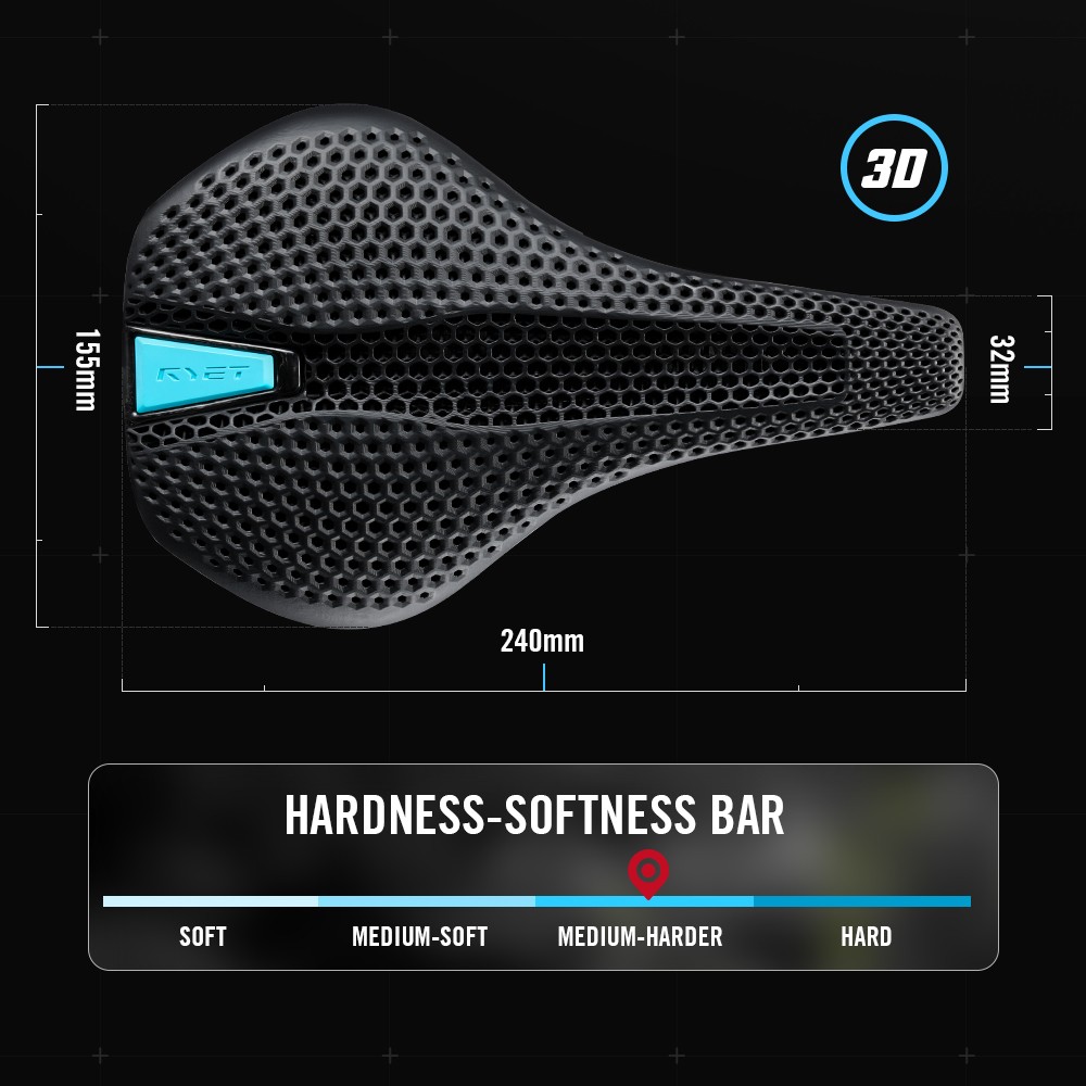 3D Printed Carbon Bike Saddle Carbon Rails 143/155MM for MTB Gravel Road Bike