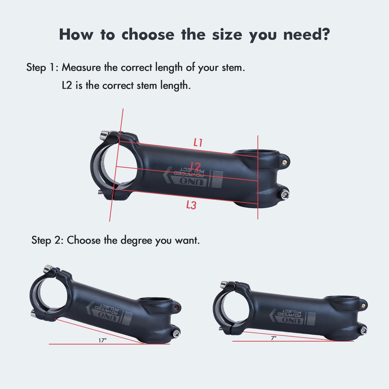 DJC UNO Bike Stem Ultralight -7 Degree for 31.8mm – 100mm