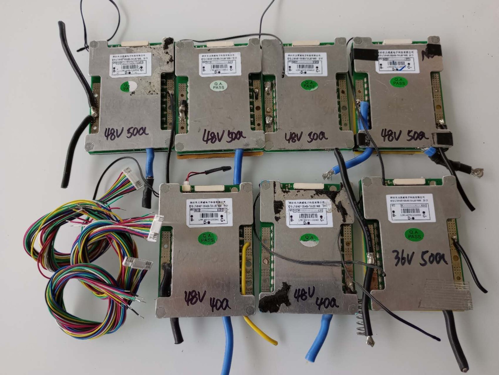 7 of 48v 36v 13s 10s Lithium Battery rated 40-50a BMS for 2000-2500w motor used