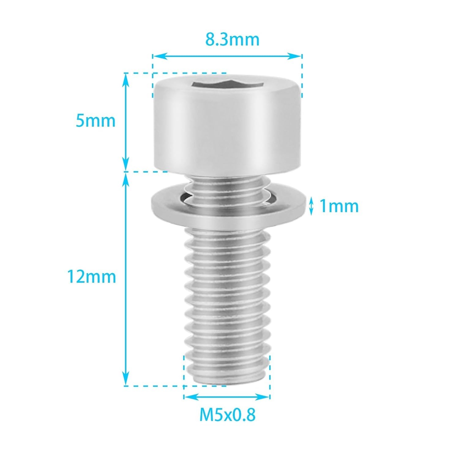 10PCS Bike Bottle Cage Bolts M5x12 Stainless Steel Screws with Washers Set USNew