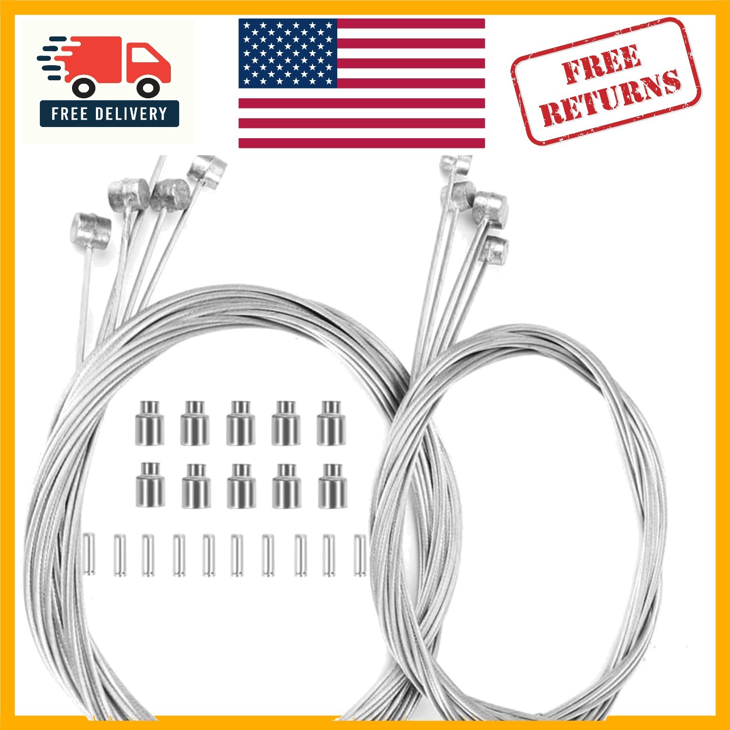 Professional Bicycle Brake Cable Kit – 10PCS with End Caps & Ferrules Included