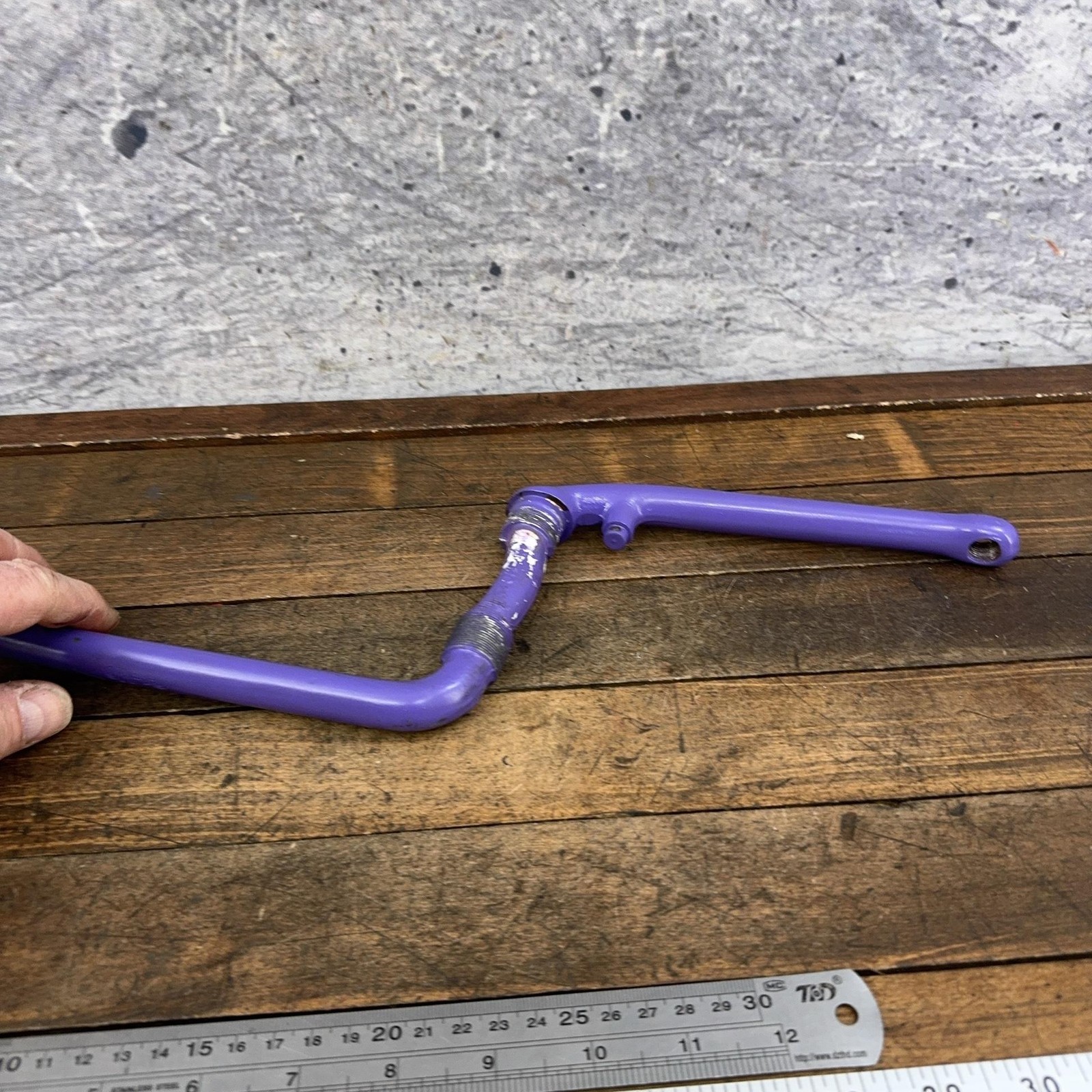 Vintage BMX FReestyle Crank 1pc Old School One Piece Cr-Mo Purple Violet Bent