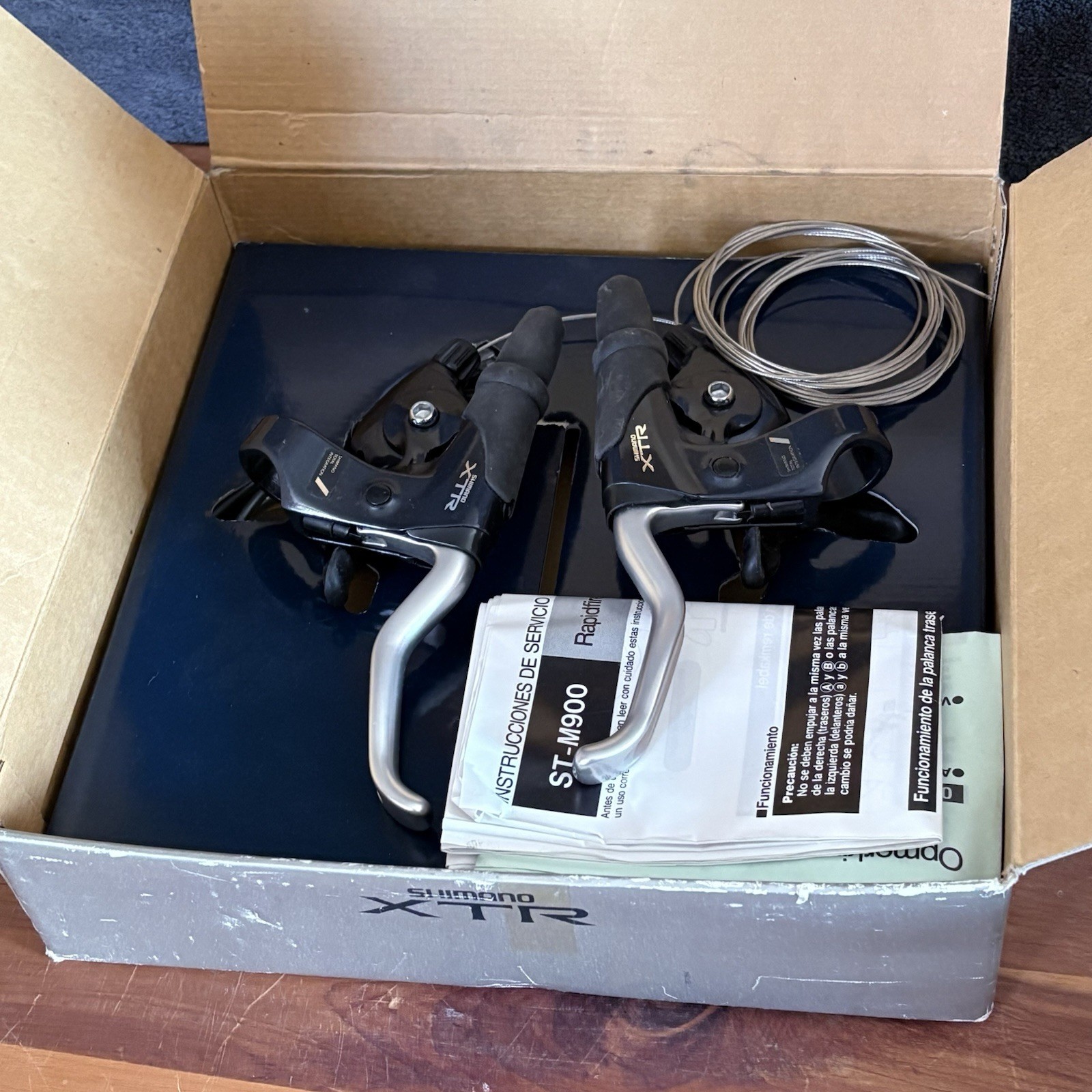 Vtg NOS Shimano XTR M900 Shifter Brake Lever Combo NIB STI Rapidfire 3×8 Cables