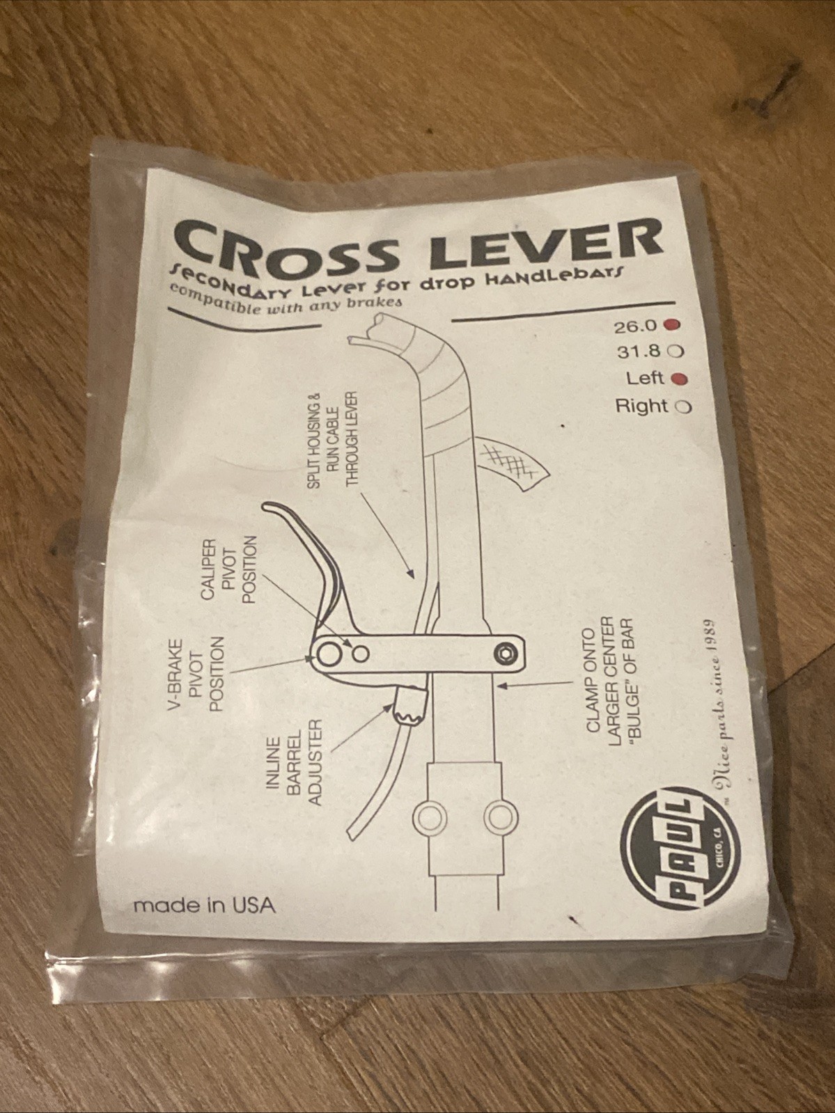 Paul Component Engineering Cross Lever Brake Lever 26.00mm Silver Left Side